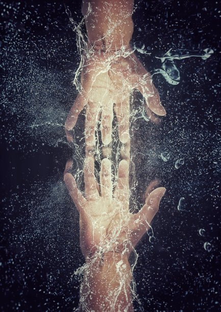 握手和飞溅的插图图片下载