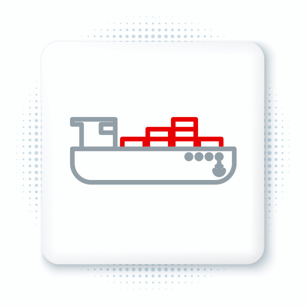 线货轮与箱子交付服务图标隔离在白色背景。交货,运输。装有包裹、箱子、货物的货轮。彩色轮廓概念。向量图片下载