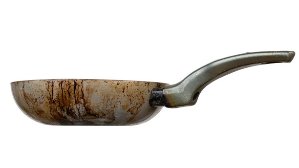 旧生锈煎锅孤立与白色背景。图片下载