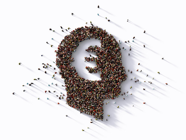 人类人群在人头形状内形成欧洲符号图片下载