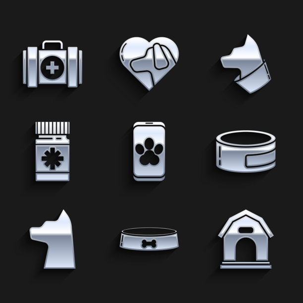 设置在线兽医诊所标志宠物食品碗图片下载