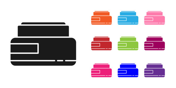 黑色霜或乳液化妆品管图标孤立在白色背景。男士身体护理产品。设置彩色图标。矢量图图片下载