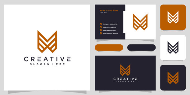 首字母m标志设计和名片图片下载