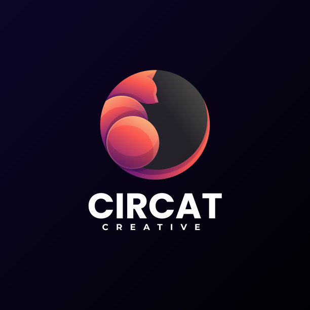 标志圆形猫渐变彩色风格图片下载