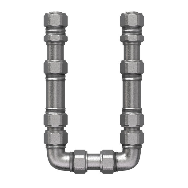 3d渲染工业字母由铁水管隔离在白色背景上图片下载