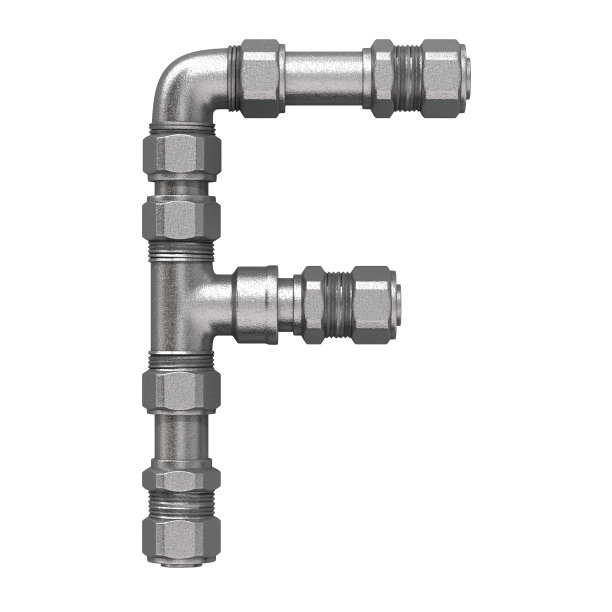 3d渲染工业字母由铁水管隔离在白色背景上图片下载