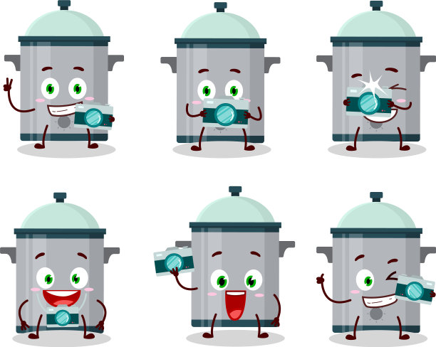 摄影师专业表情符号与烹饪锅图片下载