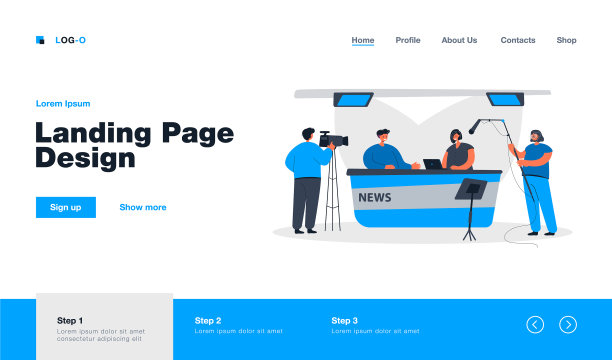 两个记者坐在演播室的办公桌前图片下载