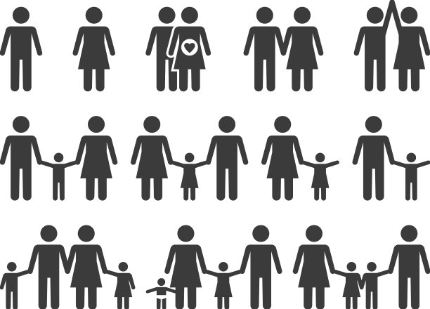 家庭图标单色人组象形图图片下载