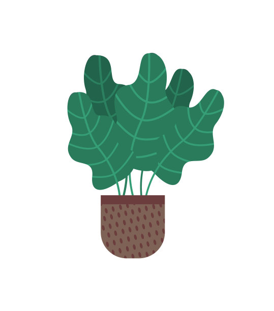 房间装饰，植物生长在斑点花盆，矢量图片下载