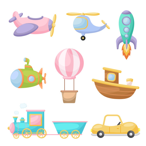 收集可爱的卡通运输套图片下载