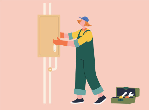 女电工修理保险丝盒图片下载