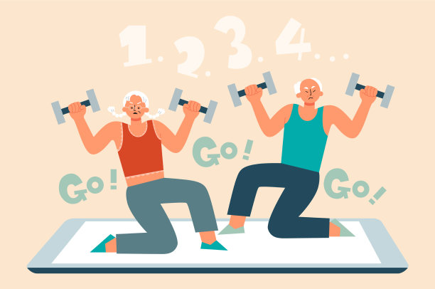 老年人进行哑铃锻炼图片下载