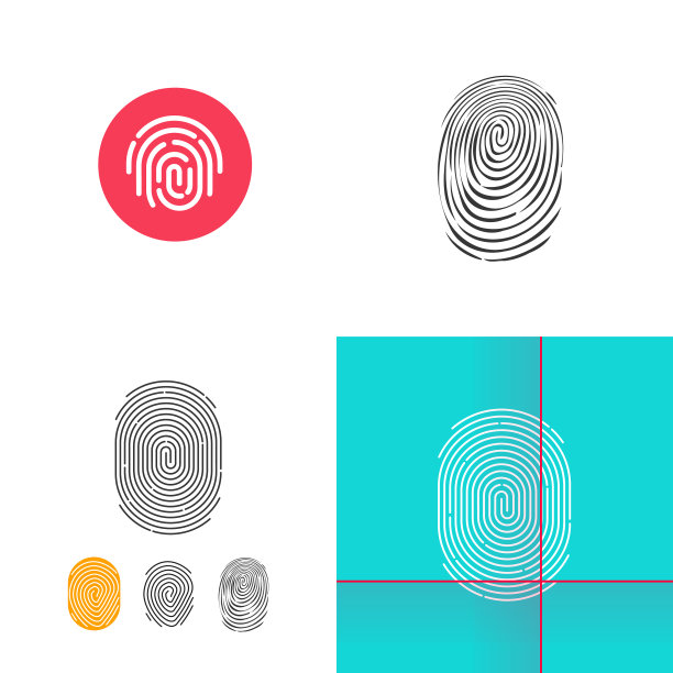 指纹或指纹图标线条轮廓图片下载