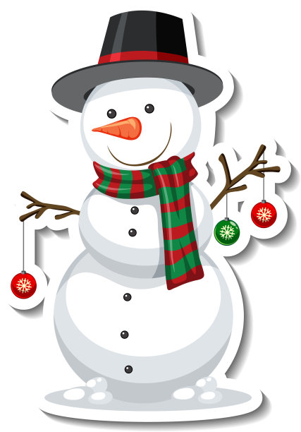 雪人卡通人物贴纸模板图片下载