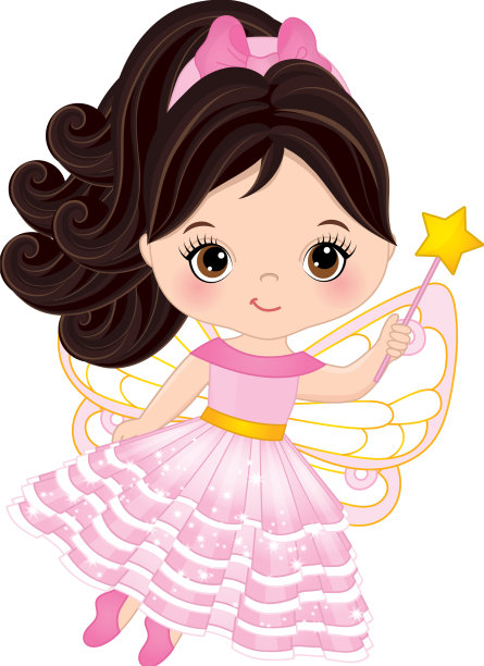 可爱的小仙女穿着粉红色的裙子图片下载