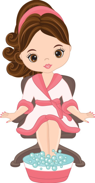 年轻漂亮的水疗女孩在做足疗图片下载