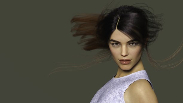 女人摆姿势。人是不真实的。她是一个3D渲染，因此不需要模型发布。图片下载