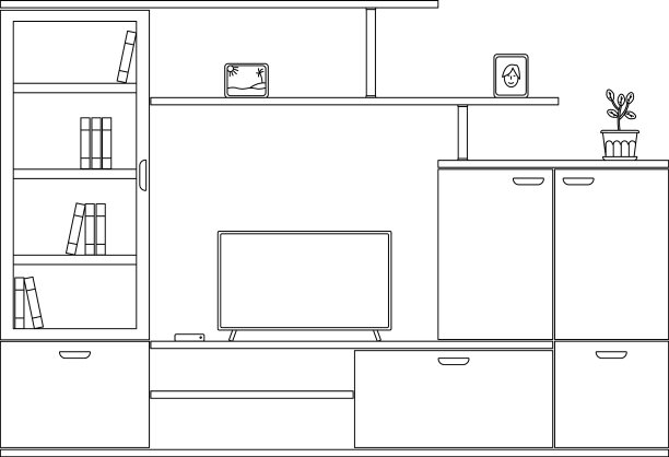 房间里有一个带电视的书柜图片下载