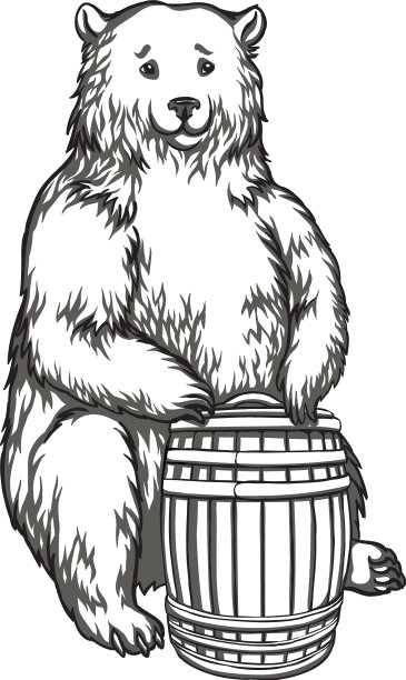 小熊拿着一桶黑色和白色的图画图片下载