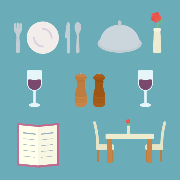 简单和可爱的餐厅插图集图片下载