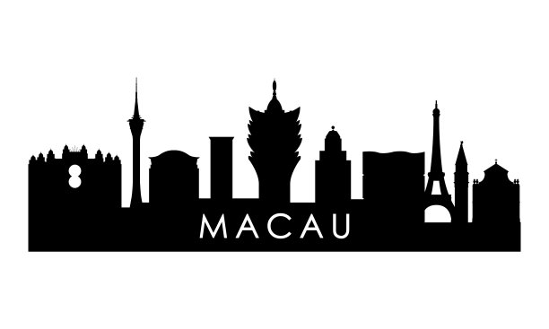澳门天际线剪影黑色澳门城市设计图片下载