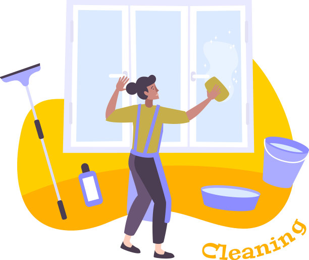 窗户清洁平面构图图片下载