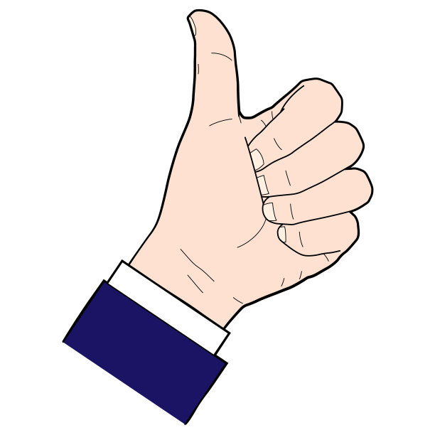 点赞手的插图(白色背景，矢量，剪切)图片下载