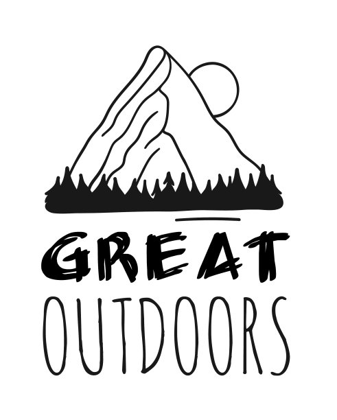 手绘山标志集滑雪胜地图标图片下载