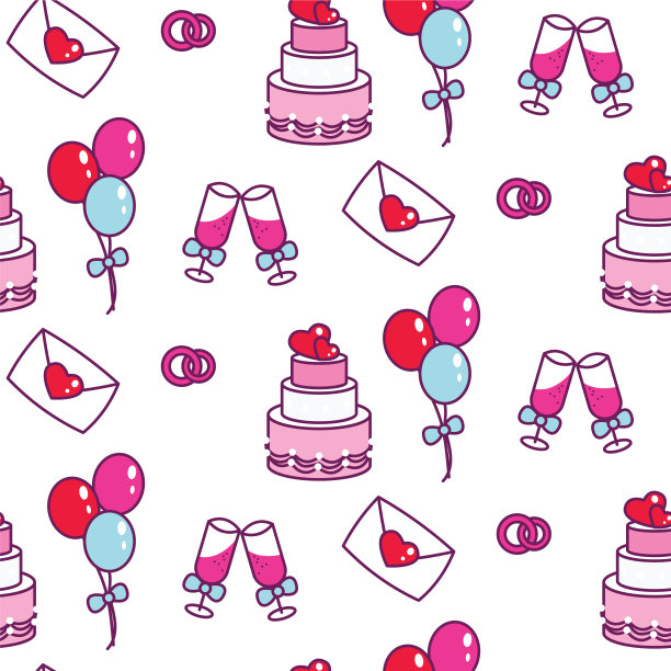 婚礼图标颜色轮廓风格设置粉色蛋糕图片下载