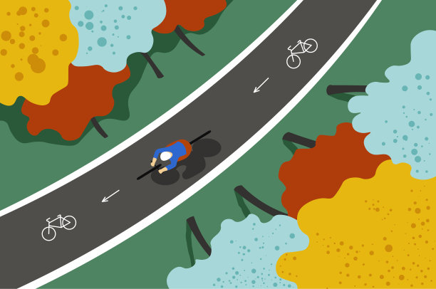 自行车道公园秋季景观顶图片下载