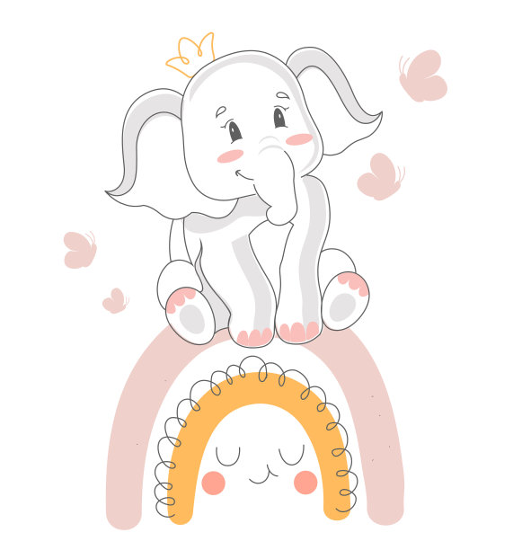 坐在彩虹上的大象图片下载