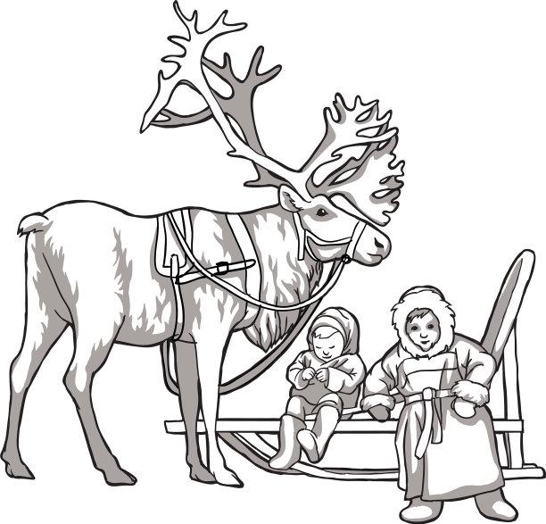 北美驯鹿和北方土著居民图片下载
