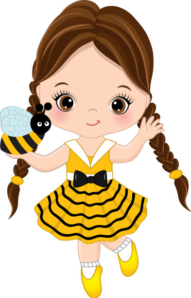 可爱的黑发小女孩在抓蜜蜂图片下载