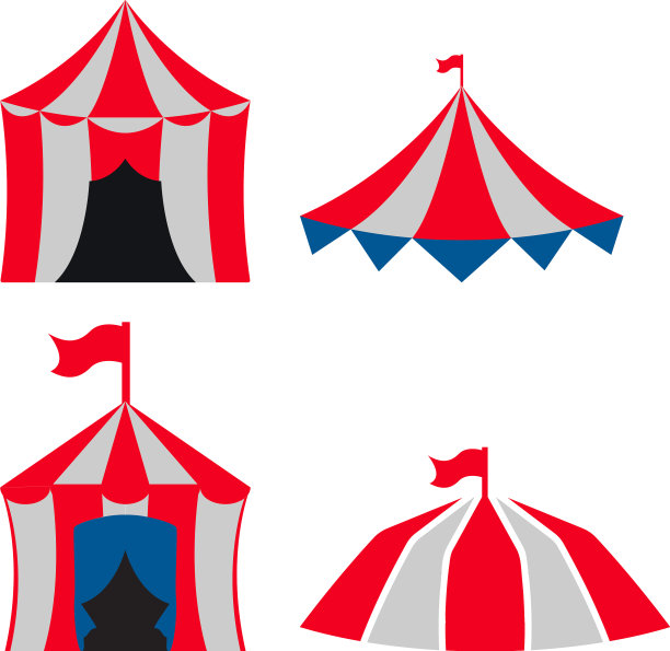 马戏团帐篷图标集设计模板图片下载