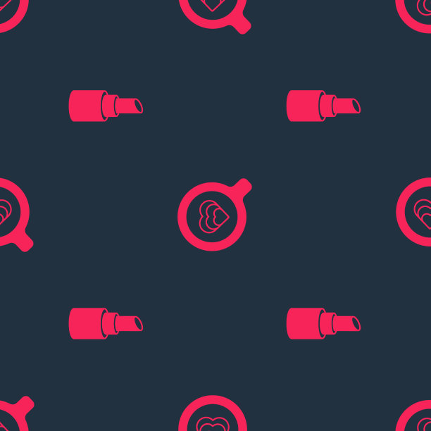 把口红和咖啡杯放在无缝的图案上图片下载