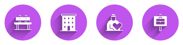 设置长凳，多层建筑志愿者和图片下载