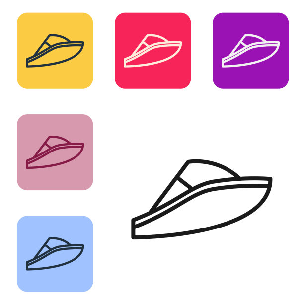 黑线快艇图标孤立在白色图片下载