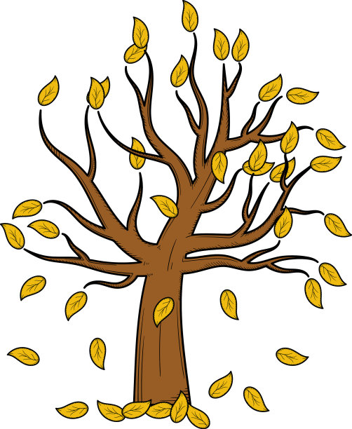 枯叶树手绘设计模板图片下载