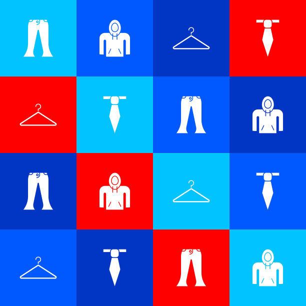 设置裤子，卫衣，衣架衣柜和领带图标。向量图片下载