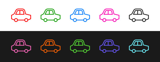 集线玩具车图标隔离在黑白上图片下载