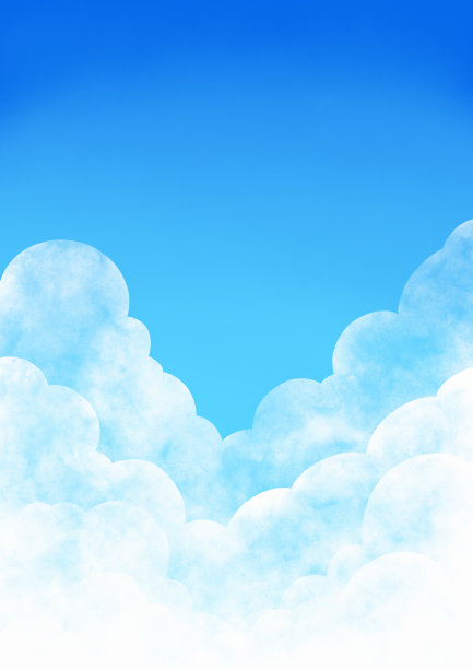 蓬松的云边界和蓝色的天空插图背景装饰的天空概念。图片下载