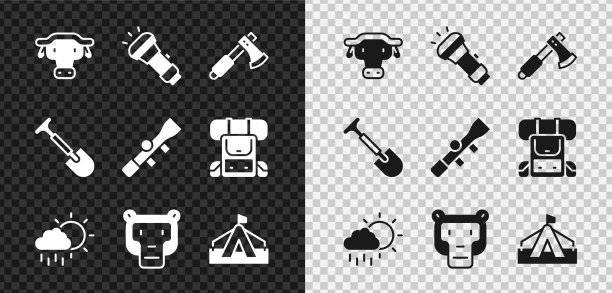 设置非洲水牛头手电筒木斧图片下载