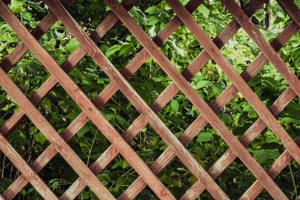 背景栅栏格子由对角的木条制成。图片下载