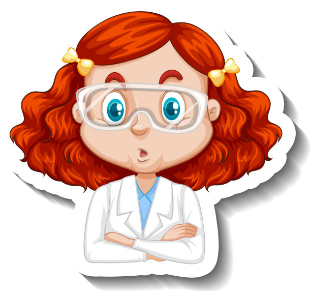 画一个穿着科学长袍的女孩卡通图片下载