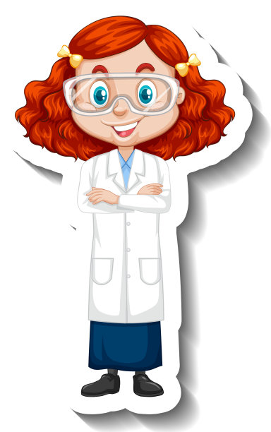 卡通人物贴纸上有个科学女孩图片下载