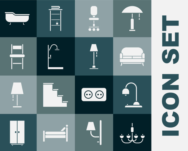 设置吊灯、台灯、沙发、办公椅图片下载