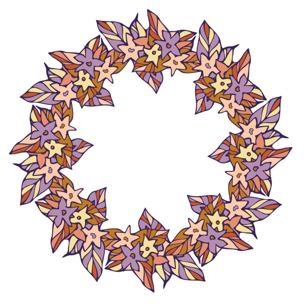 孤立设计植物可爱花环图片下载