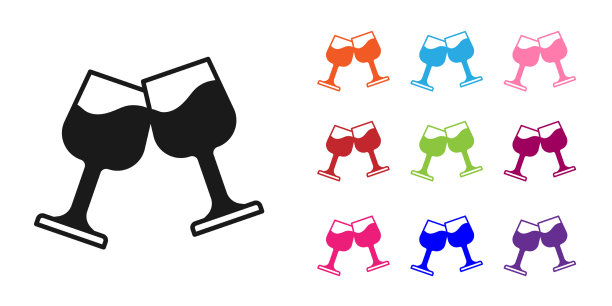 黑色酒杯图标隔离在白色背景图片下载