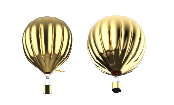 孤立的金色热气球图片下载